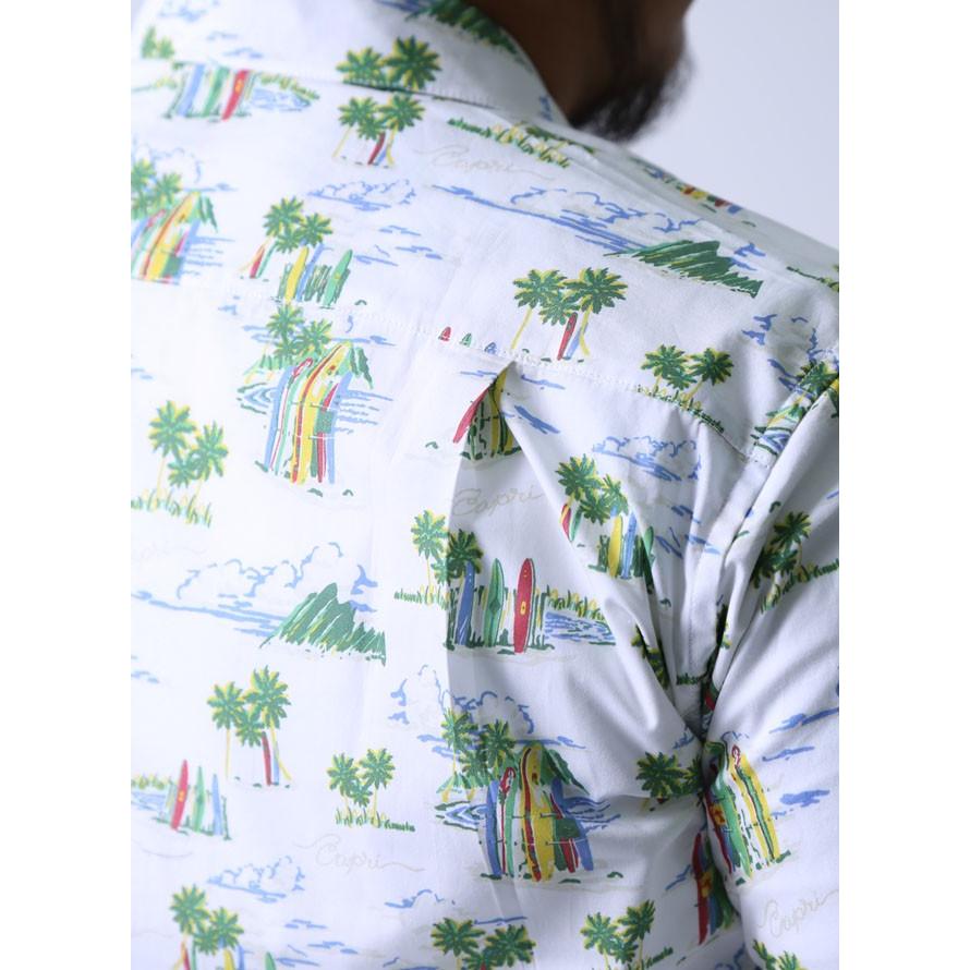 大きいサイズ 半袖シャツ カジュアルシャツ メンズ 開襟 オープンカラー アロハシャツ CAPRI(カプリ) 南国柄 2L(50)     紺 白 春 夏 |  | 06