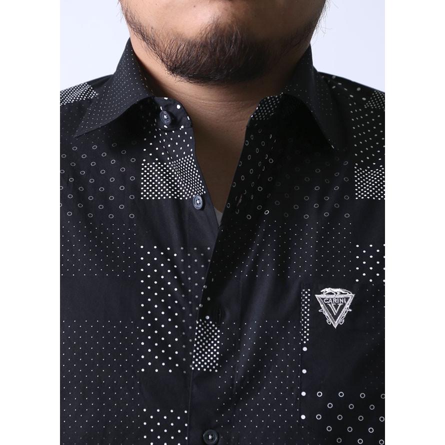 大きいサイズ 半袖シャツ カジュアルシャツ メンズ  Vittorio Carini(ビットリオ カリーニ) ドット柄 2L(50)     白 黒 紺 春 夏 |  | 04