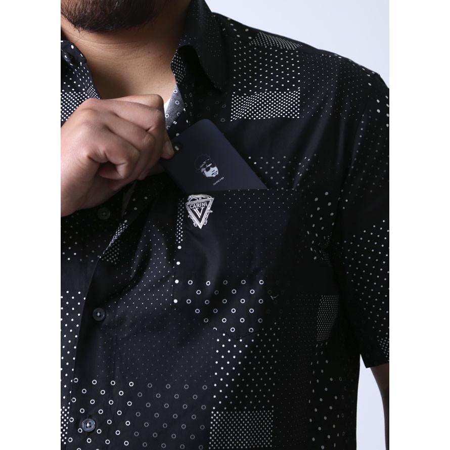 大きいサイズ 半袖シャツ カジュアルシャツ メンズ  Vittorio Carini(ビットリオ カリーニ) ドット柄 2L(50)     白 黒 紺 春 夏 |  | 05