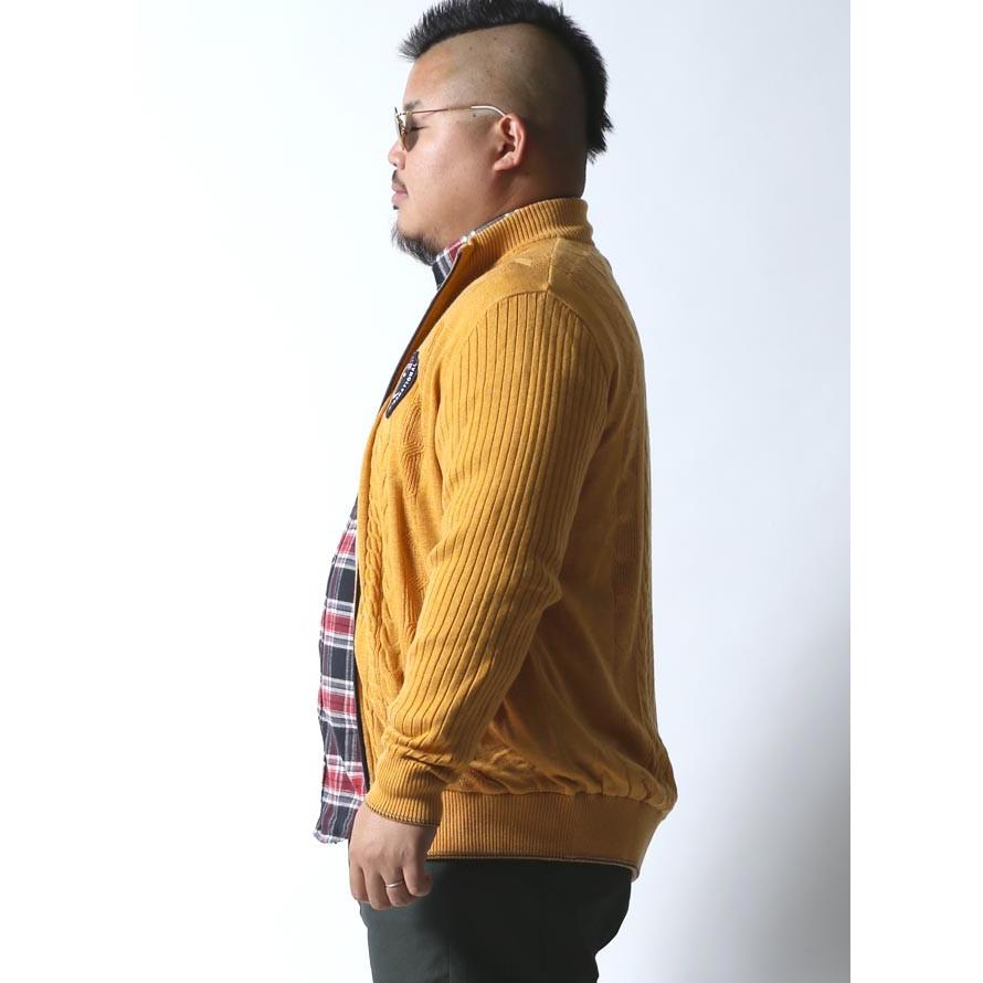 大きいサイズ ニット セーター メンズ ニット セーター CAPRI(カプリ) フルジップ ケーブル編み 3L カジュアル 紺、赤、黄色 冬 |  | 04