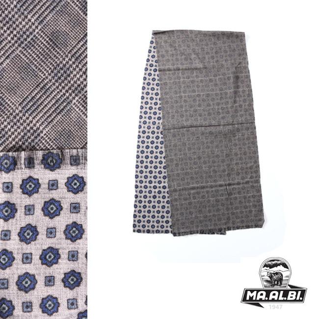 大きいサイズ ストール メンズ ウールマフラー MA.AL.BI.(マルビ) グレンチェック×小花柄 カジュアル 秋 冬 | 