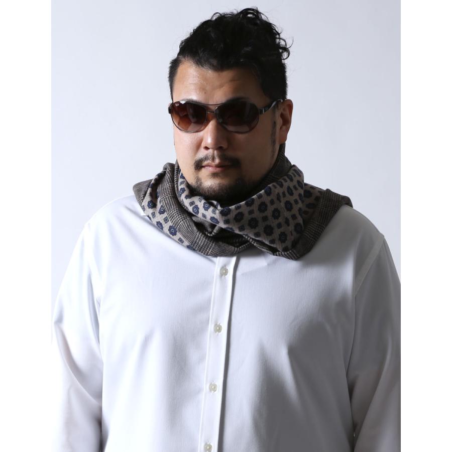 大きいサイズ ストール メンズ ウールマフラー MA.AL.BI.(マルビ) グレンチェック×小花柄 カジュアル 秋 冬 |  | 04