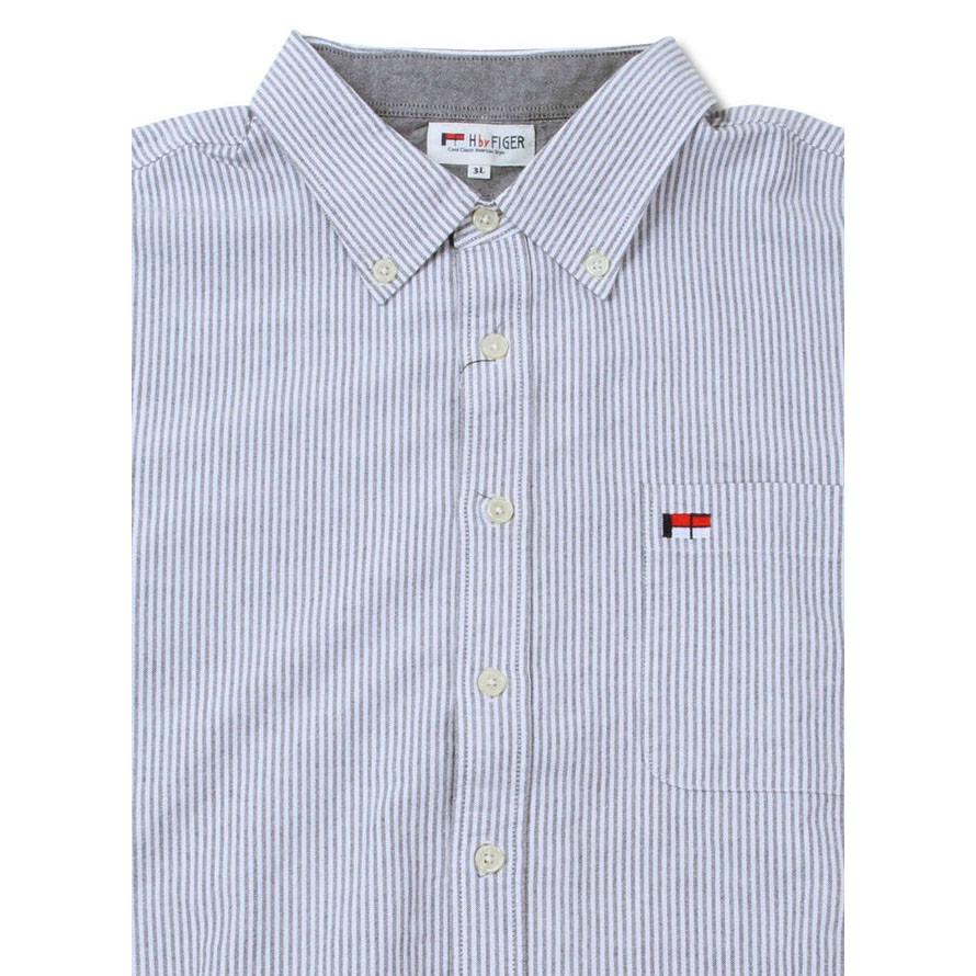 大きいサイズ メンズ 長袖ボタンダウンシャツ H by FIGER(エイチバイフィガー) ストライプ |  | 03