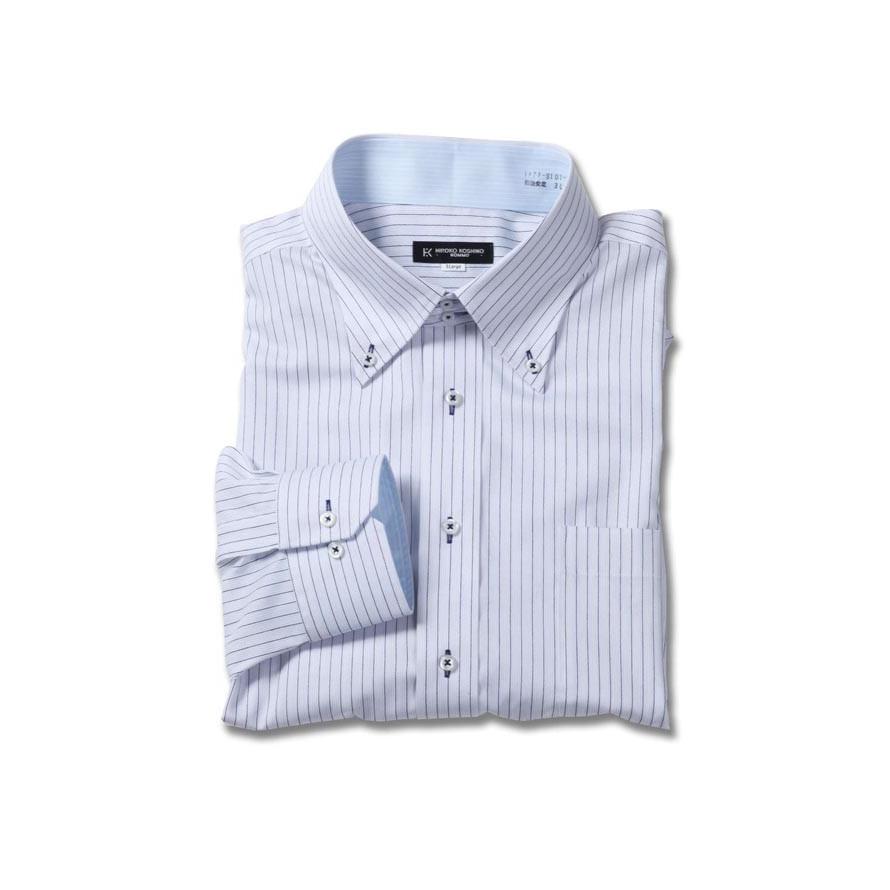 HIROKO KOSHINO HOMME コシノヒロコ 形態安定 消臭 ブルーストライプ 長袖ワイシャツ 3L/4L/5L/6L/7L/8L | HIROKO KOSHINO | 01