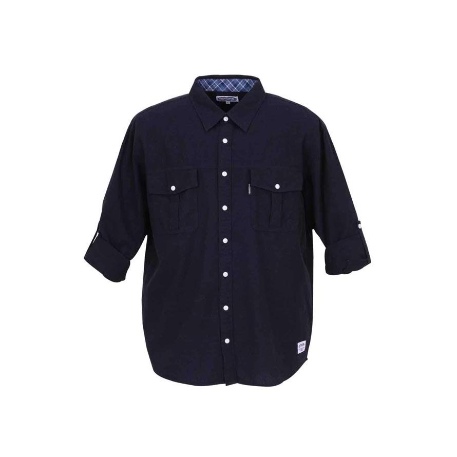 大きいサイズ 長袖シャツ カジュアルシャツ メンズ ロールアップ OUTDOOR PRODUCTS (アウトドア プロダクツ) 綿麻 白 紺 3L 4L 5L 6L 8L | OUTDOOR PRODUCTS | 12