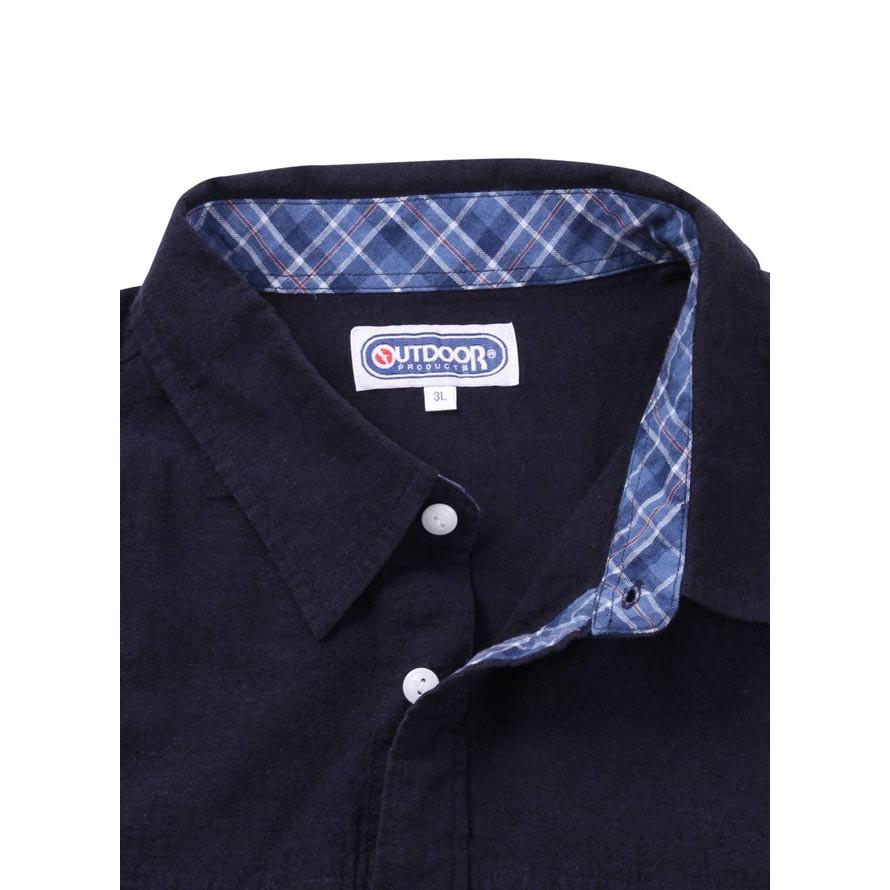 大きいサイズ 長袖シャツ カジュアルシャツ メンズ ロールアップ OUTDOOR PRODUCTS (アウトドア プロダクツ) 綿麻 白 紺 3L 4L 5L 6L 8L | OUTDOOR PRODUCTS | 13