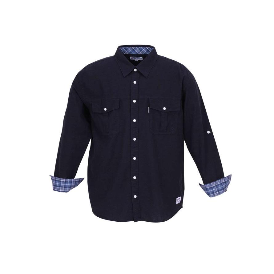 大きいサイズ 長袖シャツ カジュアルシャツ メンズ ロールアップ OUTDOOR PRODUCTS (アウトドア プロダクツ) 綿麻 白 紺 3L 4L 5L 6L 8L | OUTDOOR PRODUCTS | 02