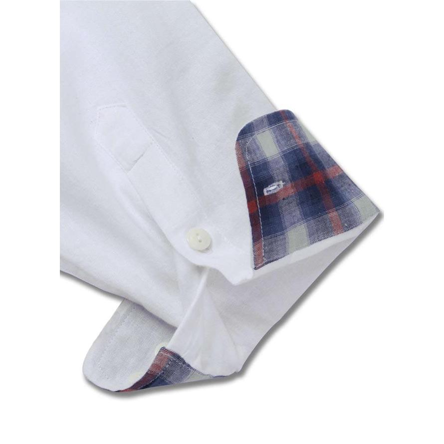 大きいサイズ 長袖シャツ カジュアルシャツ メンズ ロールアップ OUTDOOR PRODUCTS (アウトドア プロダクツ) 綿麻 白 紺 3L 4L 5L 6L 8L | OUTDOOR PRODUCTS | 08