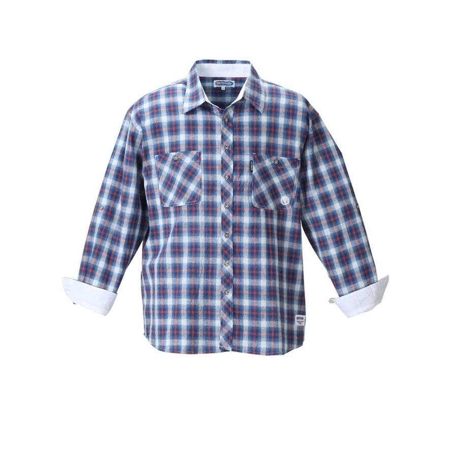 大きいサイズ 長袖シャツ カジュアルシャツ メンズ ロールアップ OUTDOOR PRODUCTS (アウトドア プロダクツ) チェック  3L 4L 5L 6L 8L｜qzilla｜02
