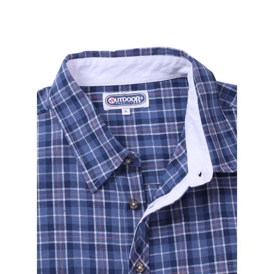 大きいサイズ 長袖シャツ カジュアルシャツ メンズ ロールアップ OUTDOOR PRODUCTS (アウトドア プロダクツ) チェック  3L 4L 5L 6L 8L | OUTDOOR PRODUCTS | 12