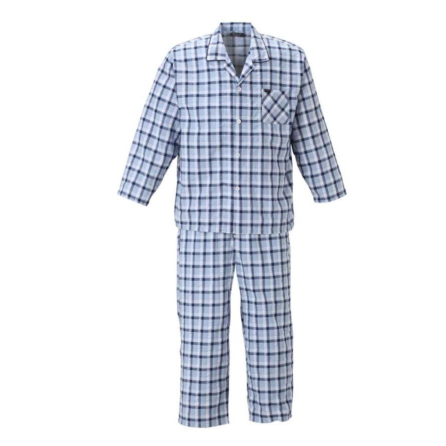 大きいサイズ パジャマ メンズ 長袖 上下セット a.v.v HOMME(アベベオム) ドライ素材 チェック柄 3L 4L 5L 6L 8L 快眠 青 赤 春 夏 秋 |  | 02