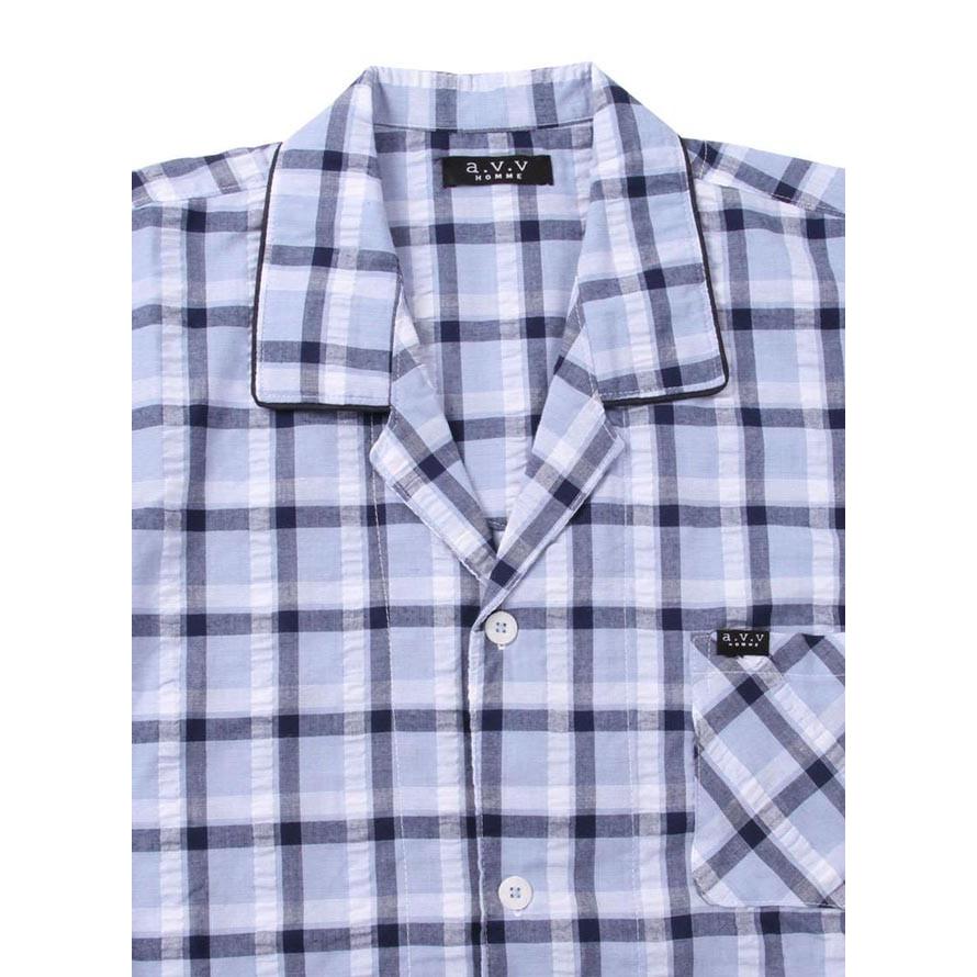 大きいサイズ パジャマ メンズ 長袖 上下セット a.v.v HOMME(アベベオム) ドライ素材 チェック柄 3L 4L 5L 6L 8L 快眠 青 赤 春 夏 秋 |  | 03