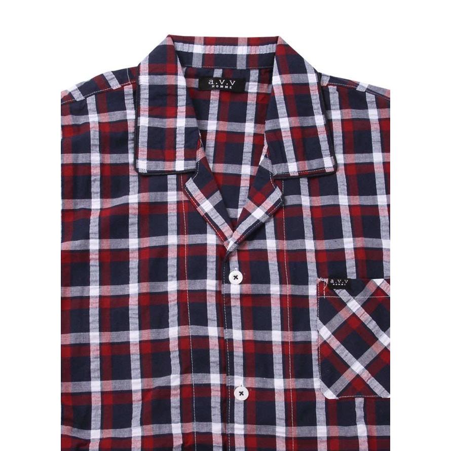 大きいサイズ パジャマ メンズ 長袖 上下セット a.v.v HOMME(アベベオム) ドライ素材 チェック柄 3L 4L 5L 6L 8L 快眠 青 赤 春 夏 秋 |  | 09