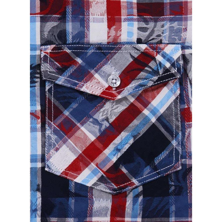 大きいサイズ 半袖シャツ カジュアルシャツ メンズ ボタニカル in the attic チェック柄 3L 4L 5L 6L 黒 赤 春 夏 | OUTDOOR PRODUCTS | 04