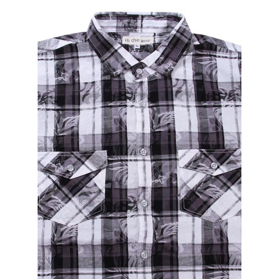 大きいサイズ 半袖シャツ カジュアルシャツ メンズ ボタニカル in the attic チェック柄 3L 4L 5L 6L 黒 赤 春 夏 | OUTDOOR PRODUCTS | 07