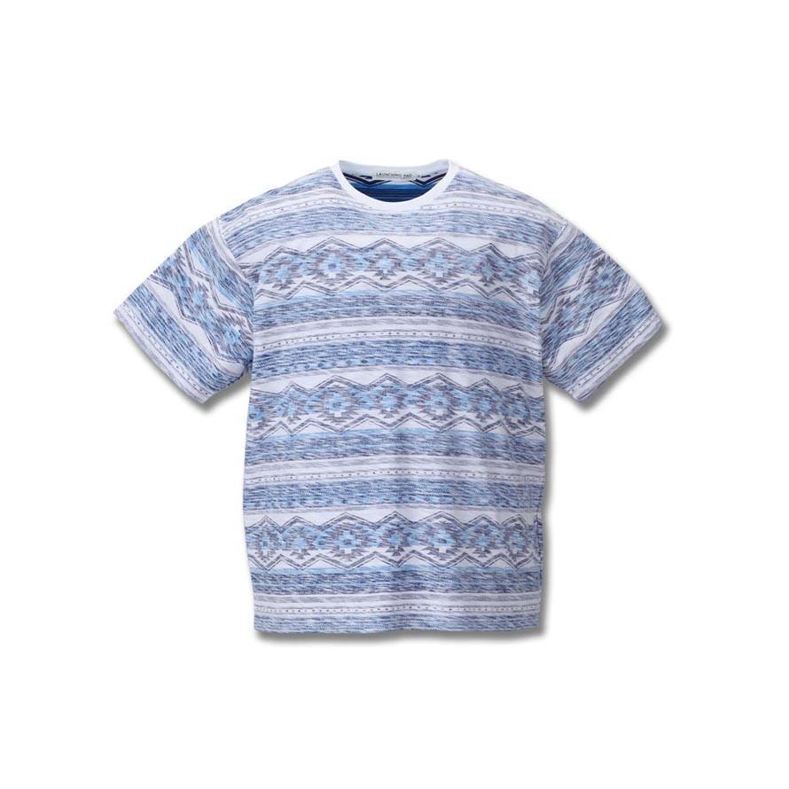 大きいサイズ 半袖Tシャツ カットソー メンズ オルテガボーダー launching pad(ランチングパッド) 裏プリント 3L 4L 5L 6L カジュアル 青 灰 春 夏 |  | 01