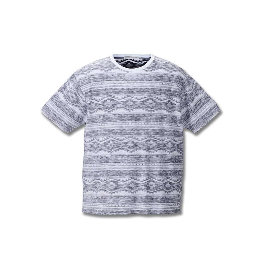 大きいサイズ 半袖Tシャツ カットソー メンズ オルテガボーダー launching pad(ランチングパッド) 裏プリント 3L 4L 5L 6L カジュアル 青 灰 春 夏 |  | 02