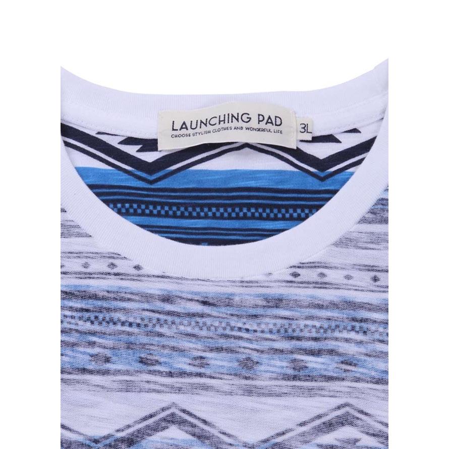 大きいサイズ 半袖Tシャツ カットソー メンズ オルテガボーダー launching pad(ランチングパッド) 裏プリント 3L 4L 5L 6L カジュアル 青 灰 春 夏 |  | 04