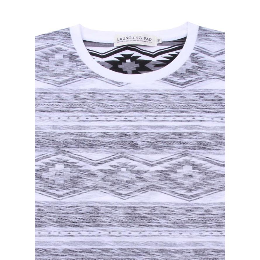 大きいサイズ 半袖Tシャツ カットソー メンズ オルテガボーダー launching pad(ランチングパッド) 裏プリント 3L 4L 5L 6L カジュアル 青 灰 春 夏 |  | 07