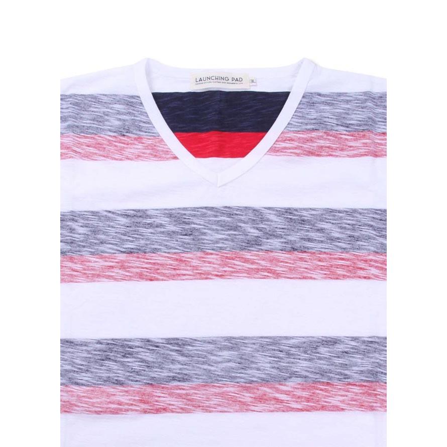 大きいサイズ 半袖Tシャツ カットソー メンズ Vネック launching pad(ランチングパッド) 裏プリント 3L 4L 5L 6L カジュアル 青 赤 春 夏 |  | 03