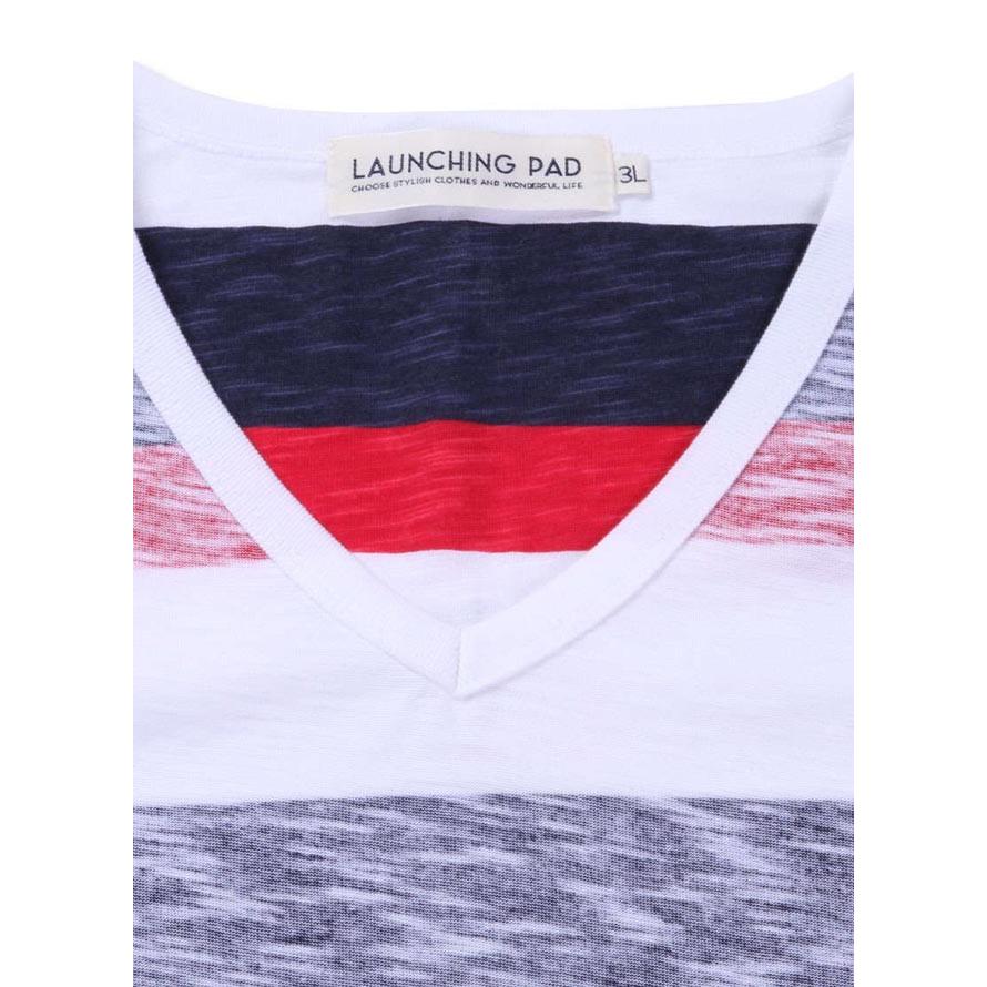 大きいサイズ 半袖Tシャツ カットソー メンズ Vネック launching pad(ランチングパッド) 裏プリント 3L 4L 5L 6L カジュアル 青 赤 春 夏 |  | 04