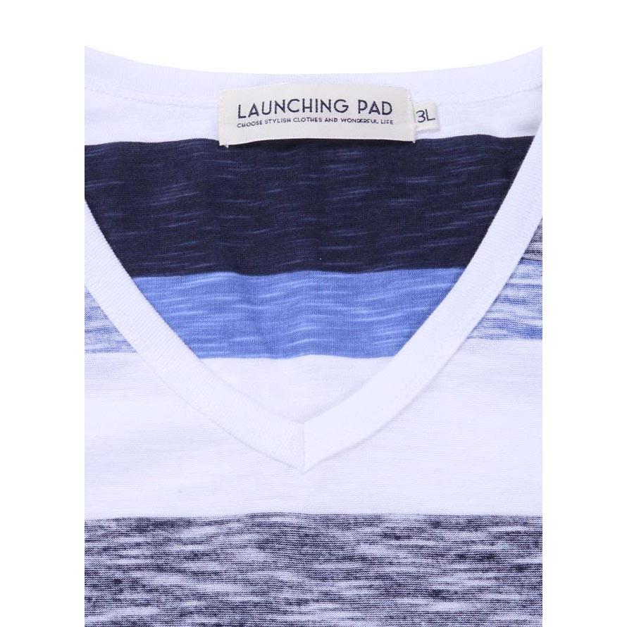 大きいサイズ 半袖Tシャツ カットソー メンズ Vネック launching pad(ランチングパッド) 裏プリント 3L 4L 5L 6L カジュアル 青 赤 春 夏 |  | 08
