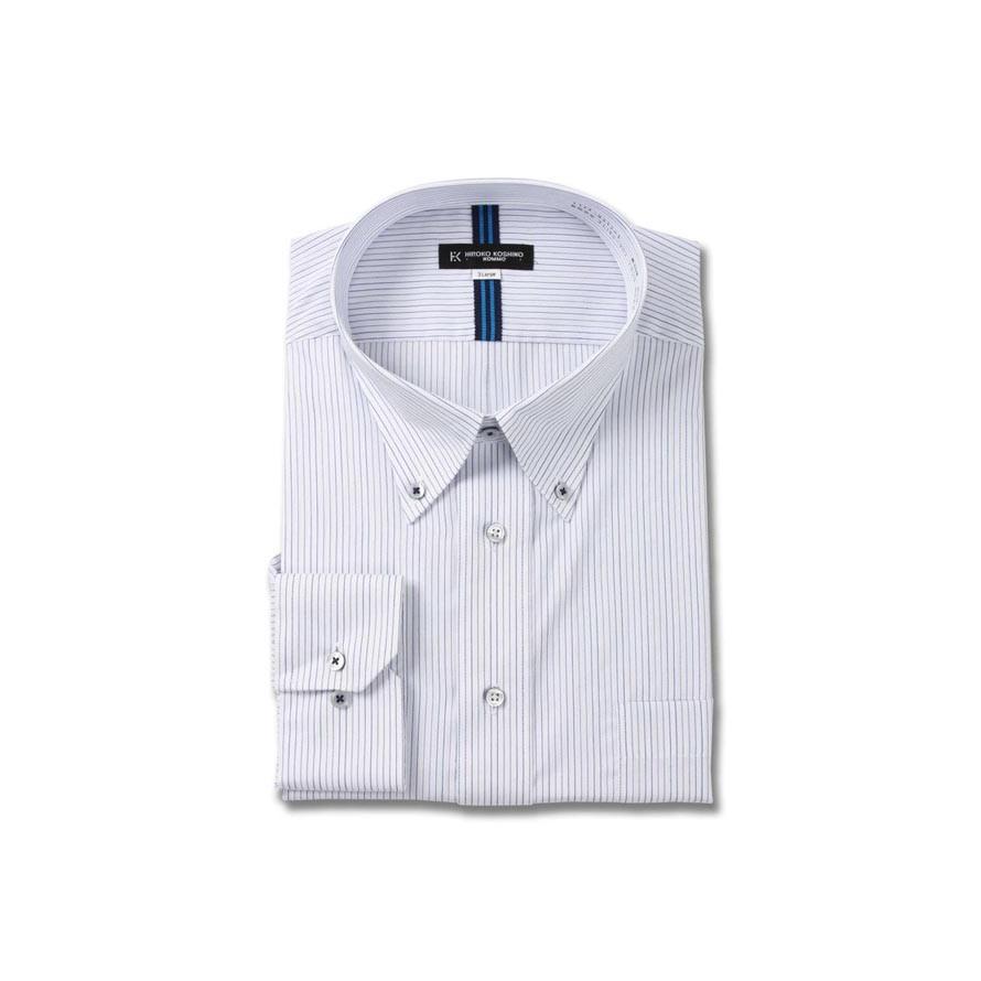 大きいサイズ 長袖ワイシャツ メンズ ボタンダウン HIROKO KOSHINO HOMME 形態安定 消臭 3L 4L 5L 6L 7L 8L 9L白 春 夏 秋 冬 | HIROKO KOSHINO | 01