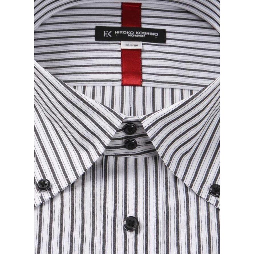 大きいサイズ 長袖ワイシャツ メンズ ドゥエ HIROKO KOSHINO (ヒロココシノ) BD 3L 4L 5L 6L 7L 8L フォーマル ホワイト×ブラック 春 夏 秋 冬 | HIROKO KOSHINO | 02