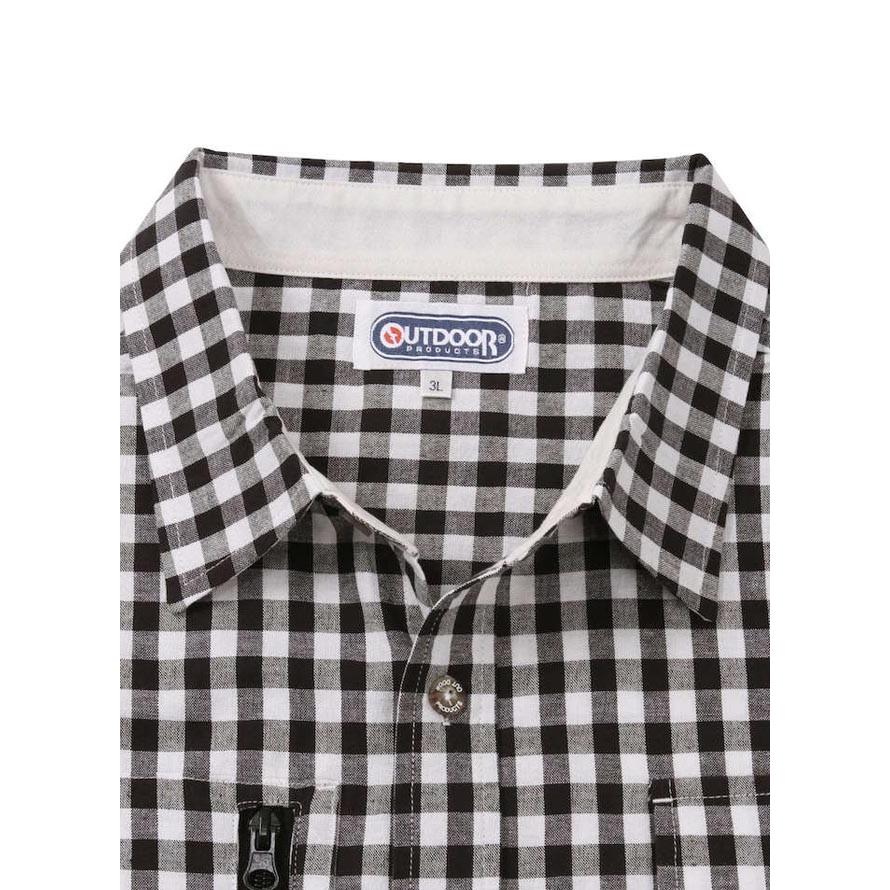 大きいサイズ 長袖マウンテンシャツ メンズ OUTDOOR PRODUCTS (アウトドア) チェック 綿麻 3L 4L 5L 6L 8L  カジュアル 黒 紺 春 夏 | OUTDOOR PRODUCTS | 12