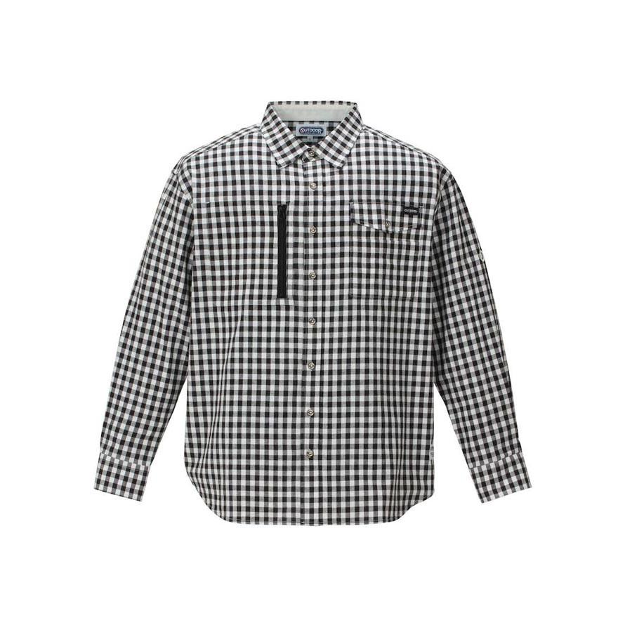 大きいサイズ 長袖マウンテンシャツ メンズ OUTDOOR PRODUCTS (アウトドア) チェック 綿麻 3L 4L 5L 6L 8L  カジュアル 黒 紺 春 夏 | OUTDOOR PRODUCTS | 02