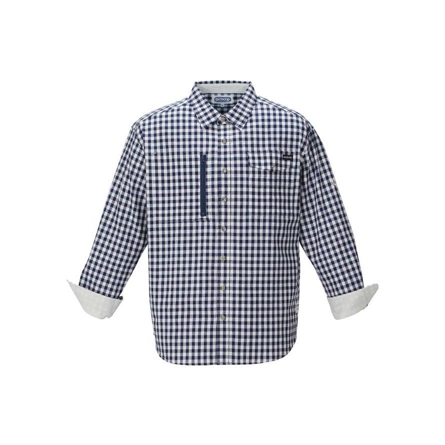 大きいサイズ 長袖マウンテンシャツ メンズ OUTDOOR PRODUCTS (アウトドア) チェック 綿麻 3L 4L 5L 6L 8L  カジュアル 黒 紺 春 夏 | OUTDOOR PRODUCTS | 03