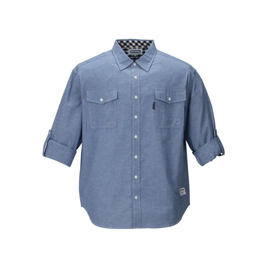 大きいサイズ 長袖ワークシャツ メンズ OUTDOOR PRODUCTS (アウトドア) ロールアップ 3L 4L 5L 6L 8L  カジュアル 白 紺 春 夏 | OUTDOOR PRODUCTS | 03