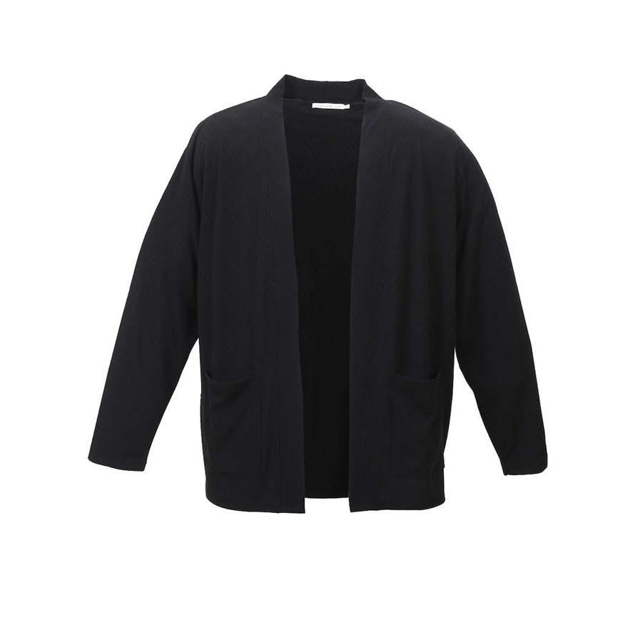 大きいサイズ カーディガン メンズ   ダイヤ柄 ジャガード織 ボタンレス 半袖Tシャツ付き 3L 4L 5L 6L   カジュアル 青　黒 春 夏 秋 |  | 06