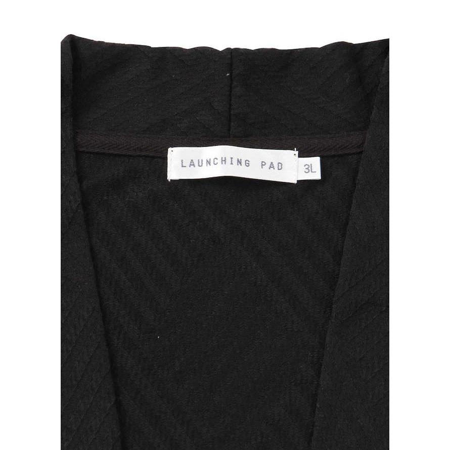 大きいサイズ カーディガン メンズ   ダイヤ柄 ジャガード織 ボタンレス 半袖Tシャツ付き 3L 4L 5L 6L   カジュアル 青　黒 春 夏 秋 |  | 07