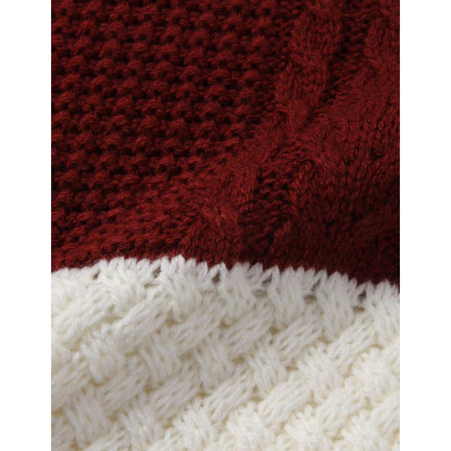 大きいサイズ ニット 7G3段切替 クルーネック Timely Warning (タイムリーワーニング) 3L 4L 5L 6L  カジュアル 赤 黒 春 秋 冬 |  | 02