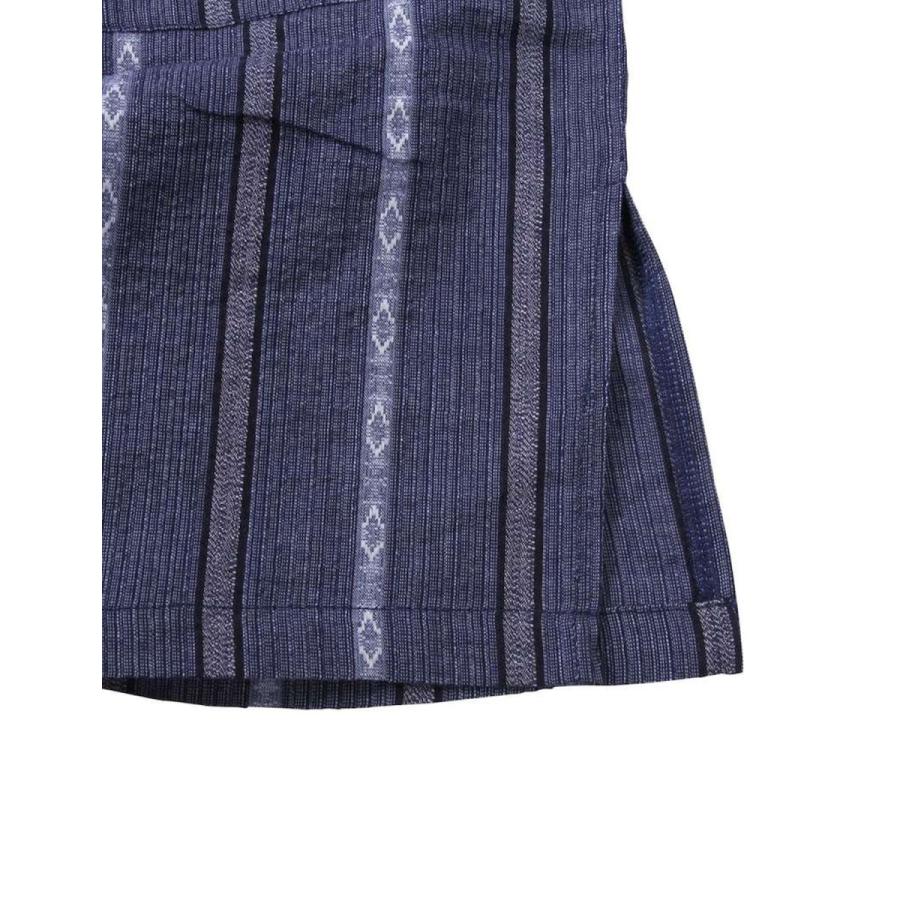 大きいサイズ 作務衣 メンズ   しじら織 縦縞 上下セット 3L 4L 5L 6L 7L  カジュアル 紺 春 夏 |  | 04