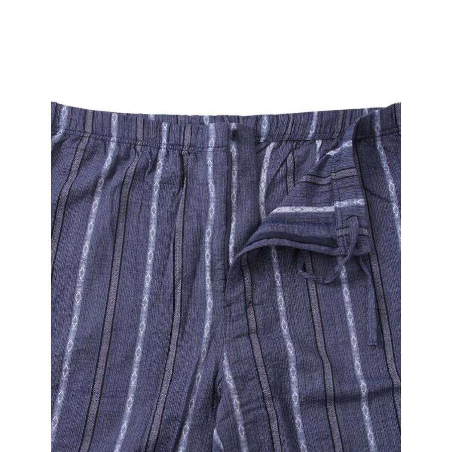 大きいサイズ 作務衣 メンズ   しじら織 縦縞 上下セット 3L 4L 5L 6L 7L  カジュアル 紺 春 夏 |  | 07