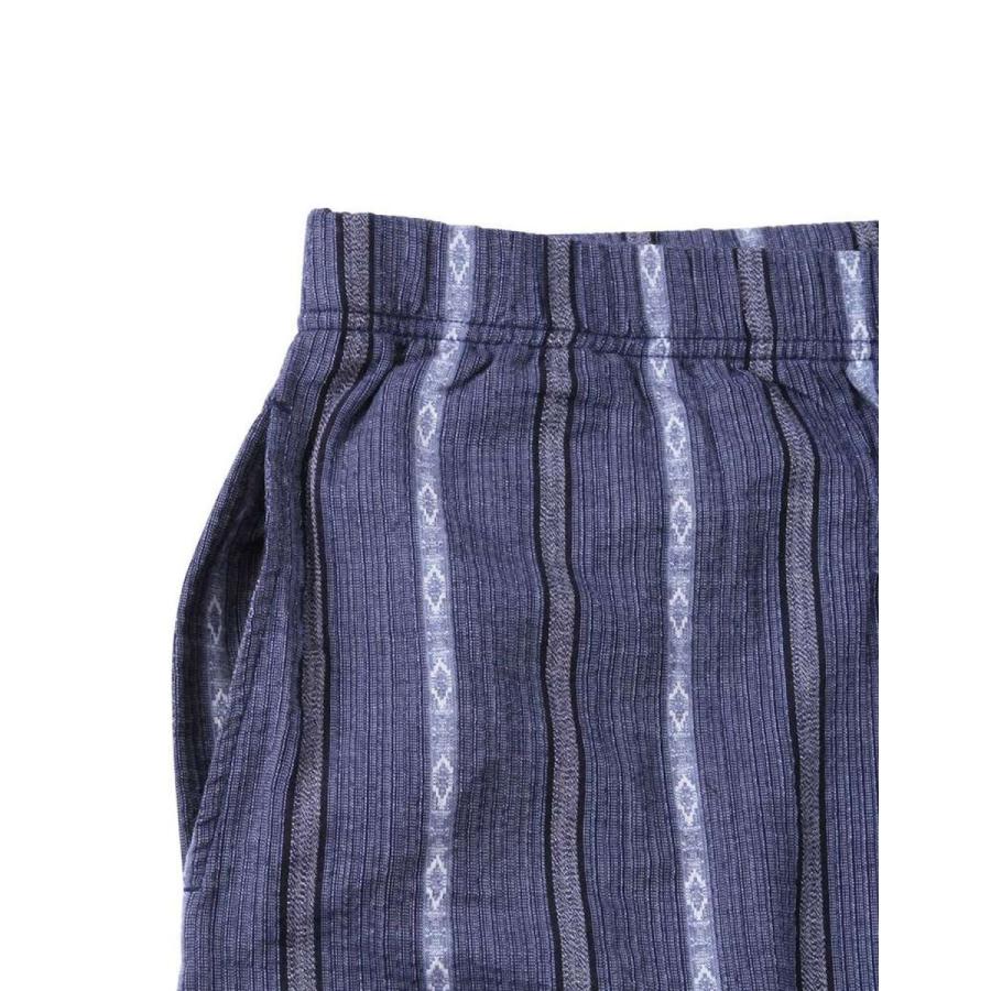 大きいサイズ 作務衣 メンズ   しじら織 縦縞 上下セット 3L 4L 5L 6L 7L  カジュアル 紺 春 夏 |  | 08