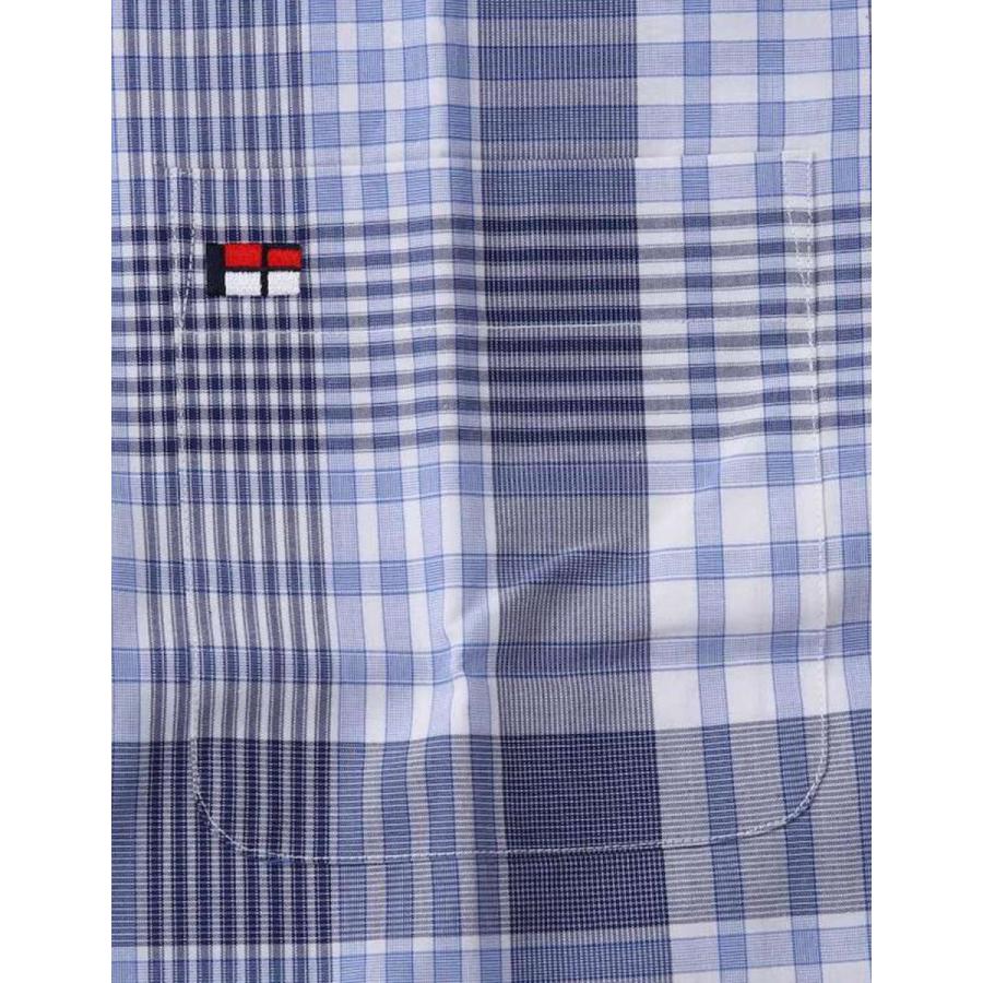 大きいサイズ 半袖シャツ カジュアルシャツ メンズ ボタンダウン H by FIGER (エイチバイフィガー) チェック 刺繍 3L 4L 5L 6L 8L  カジュアル 青 灰 春 夏 秋 |  | 05