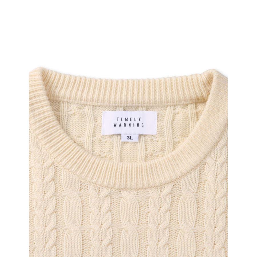 大きいサイズ ニット セーター メンズ 7G Timely Warning (タイムリーワーニング) ケーブル クルーニット 3L 4L 5L 6L  カジュアル 白 赤 黒 春 秋 冬 |  | 04