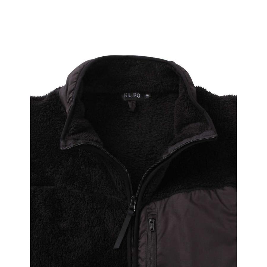 大きいサイズ フリースジャケット メンズ  EL.FO (エルフォ) ボア フルジップ 吸湿発熱加工 2L 3L 4L 5L 6L 8L カジュアル 緑 紺 黒 春 秋 冬 |  | 04