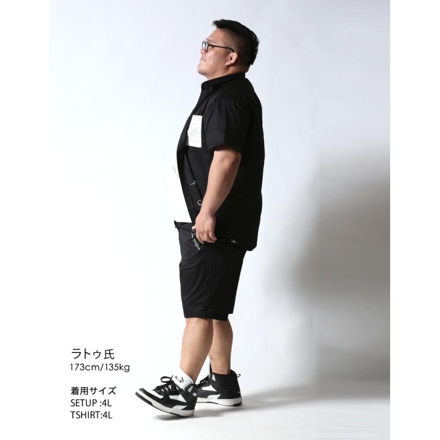 大きいサイズ 半袖シャツ カジュアルシャツ メンズ  Beluca(ベルーカ) ポケット切替 シャツセットアップ ユニセックス 2L 3L 4L   カジュアル 白 黒 春 夏 秋 |  | 20