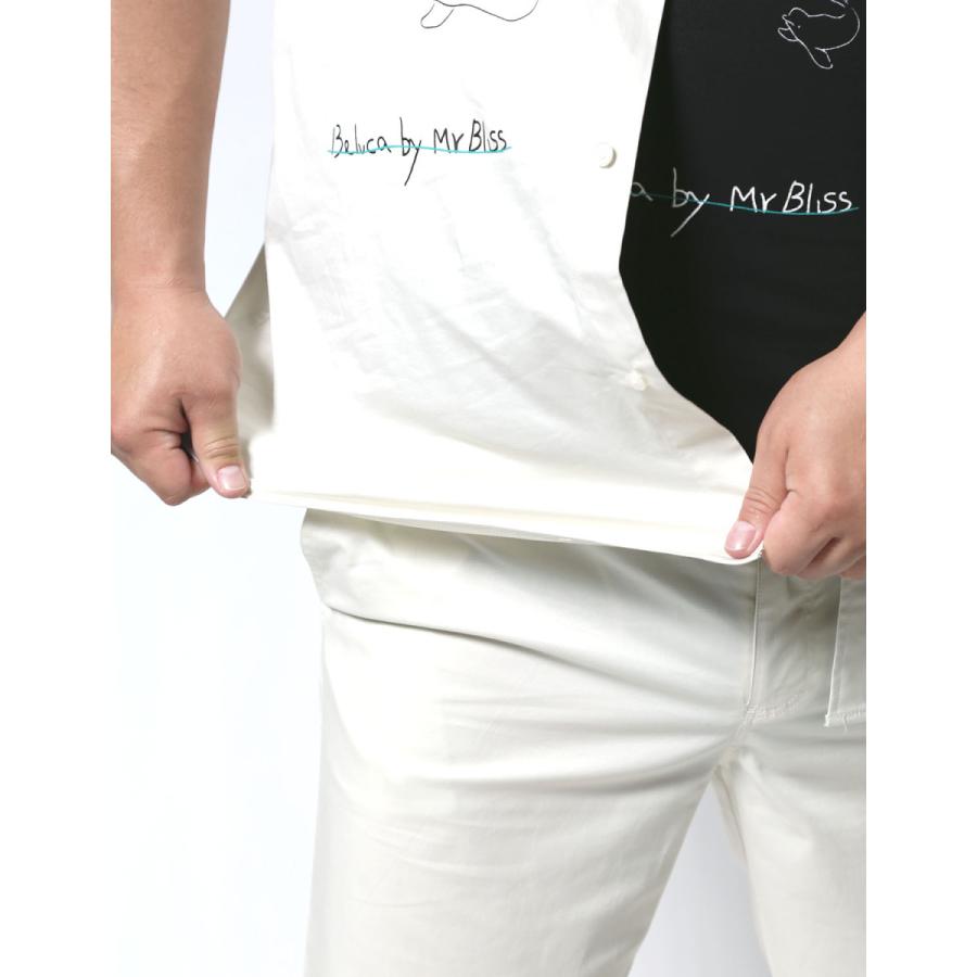 大きいサイズ 半袖シャツ カジュアルシャツ メンズ  Beluca(ベルーカ) ポケット切替 シャツセットアップ ユニセックス 2L 3L 4L   カジュアル 白 黒 春 夏 秋 |  | 04