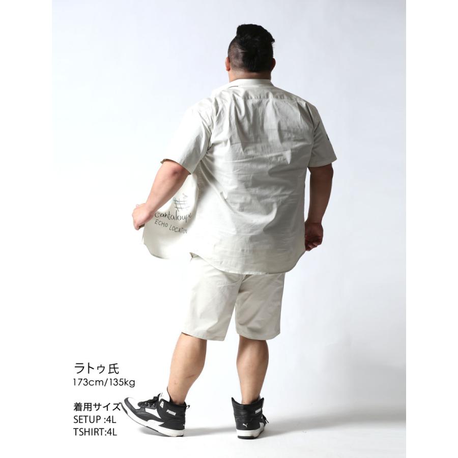 大きいサイズ 半袖シャツ カジュアルシャツ メンズ  Beluca(ベルーカ) ポケット切替 シャツセットアップ ユニセックス 2L 3L 4L   カジュアル 白 黒 春 夏 秋 |  | 22