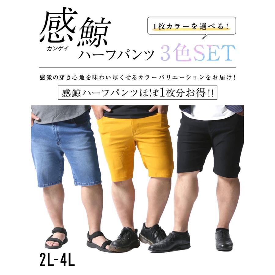 大きいサイズ ショート ハーフパンツ メンズ 3点セット 【1枚カラーを