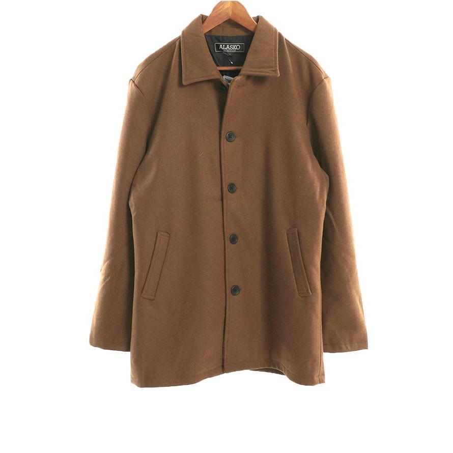 大きいサイズ ステンカラーコート メンズ ロング丈  メルトンウール 3L 4L 5L   カジュアル 灰 黒 秋 冬 |  | 01