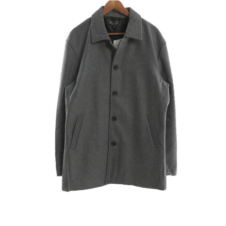大きいサイズ ステンカラーコート メンズ ロング丈  メルトンウール 3L 4L 5L   カジュアル 灰 黒 秋 冬 |  | 02