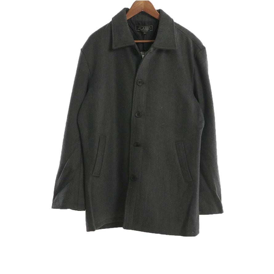 大きいサイズ ステンカラーコート メンズ ロング丈  メルトンウール 3L 4L 5L   カジュアル 灰 黒 秋 冬 |  | 03