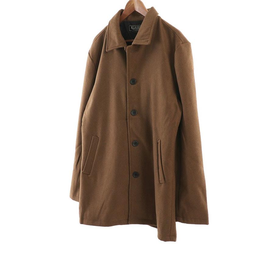 大きいサイズ ステンカラーコート メンズ ロング丈  メルトンウール 3L 4L 5L   カジュアル 灰 黒 秋 冬 |  | 07