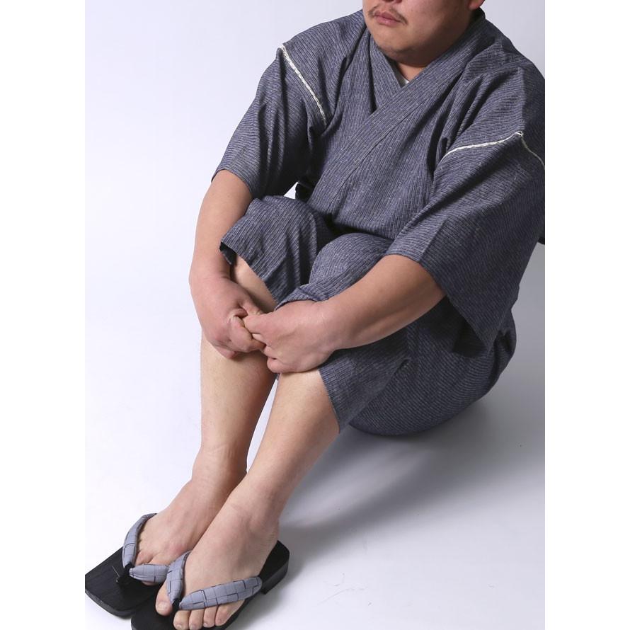 大きいサイズ 男性用甚平 メンズ 7分丈 和装 部屋着 久留米 しじら織り 2L LL 3L 父の日 敬老の日 上下セット 日本製 紺 灰 夏 |  | 17